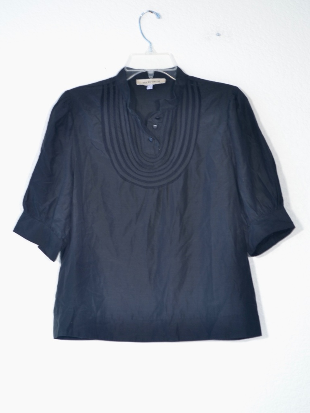 SEE BY CHLOE SILK TOP, BLACK, SZ 4